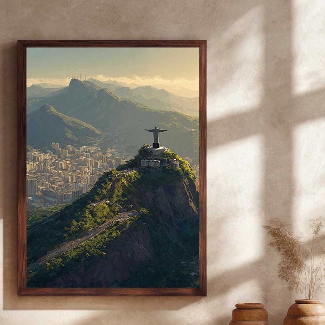 Christ the Redeemer Rio de Janeiro Mountain Aerial View Poster