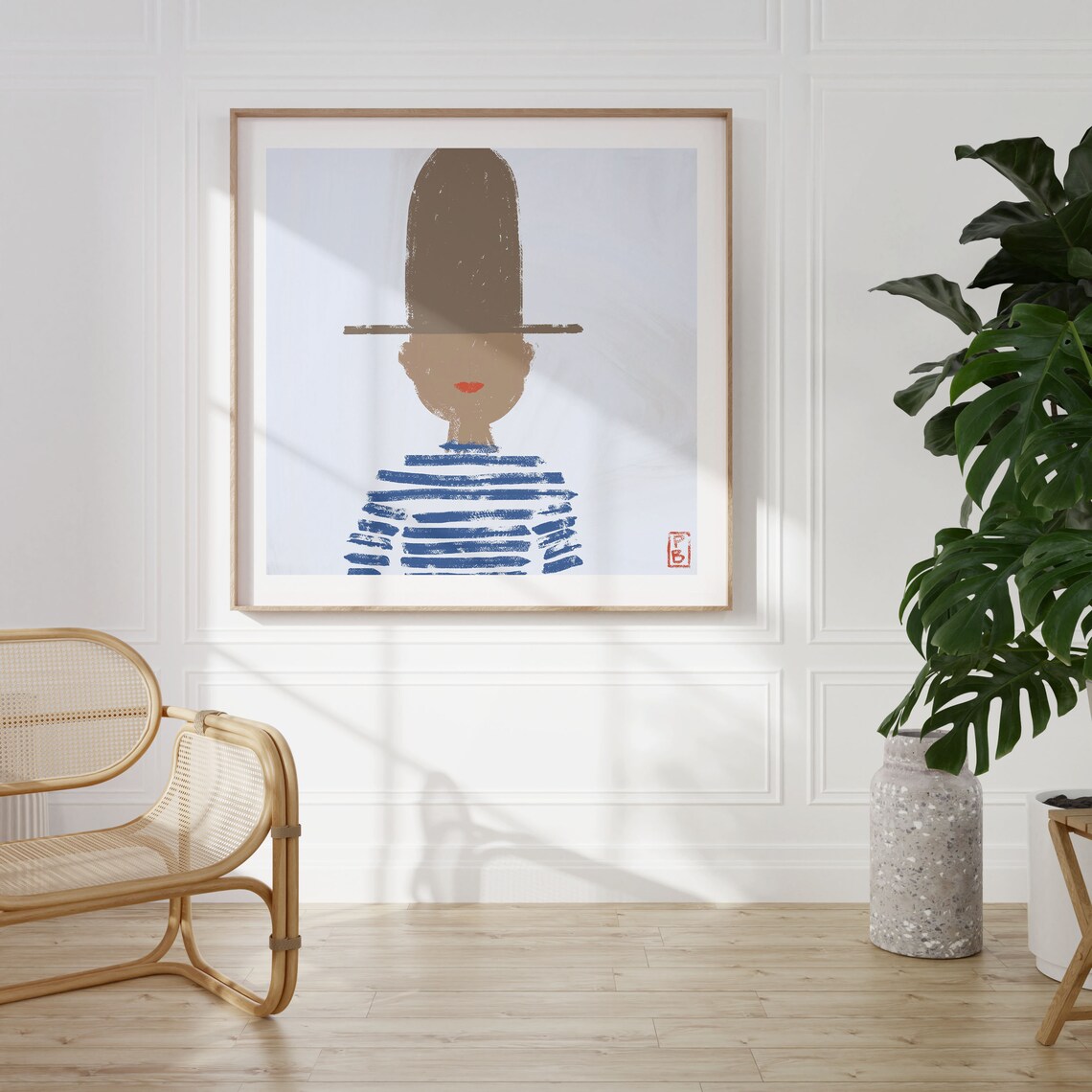 Big Hat No. 04 Abstract Portrait Wall Art Print