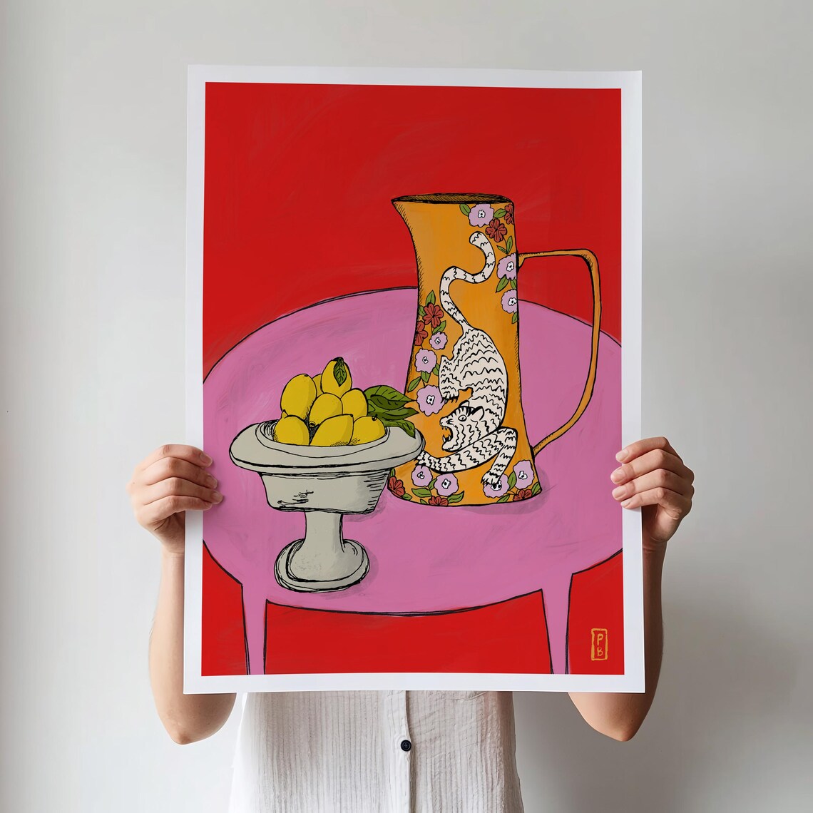 Tiger Pitcher Line Art Kitchen Wall Art Print