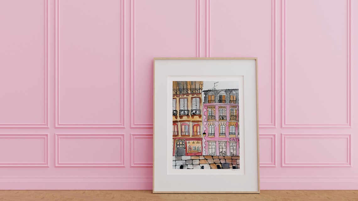 Boulangerie Paris Watercolor Art Print, Kitchen Decor