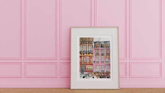 Boulangerie Paris Watercolor Art Print, Kitchen Decor