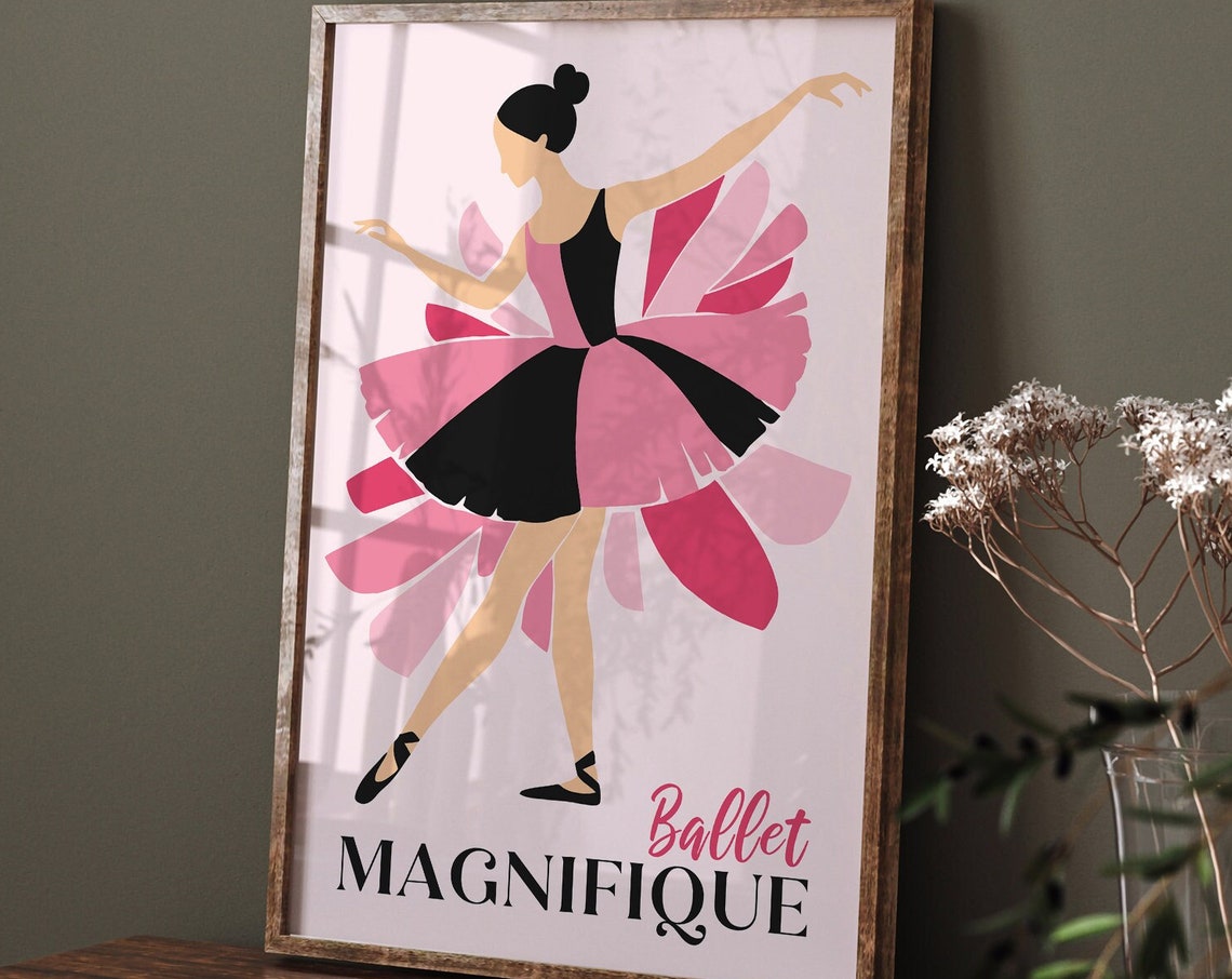 Delightful Ballet Magnifique Pink and Black Tutu Dancer Poster - Image 6