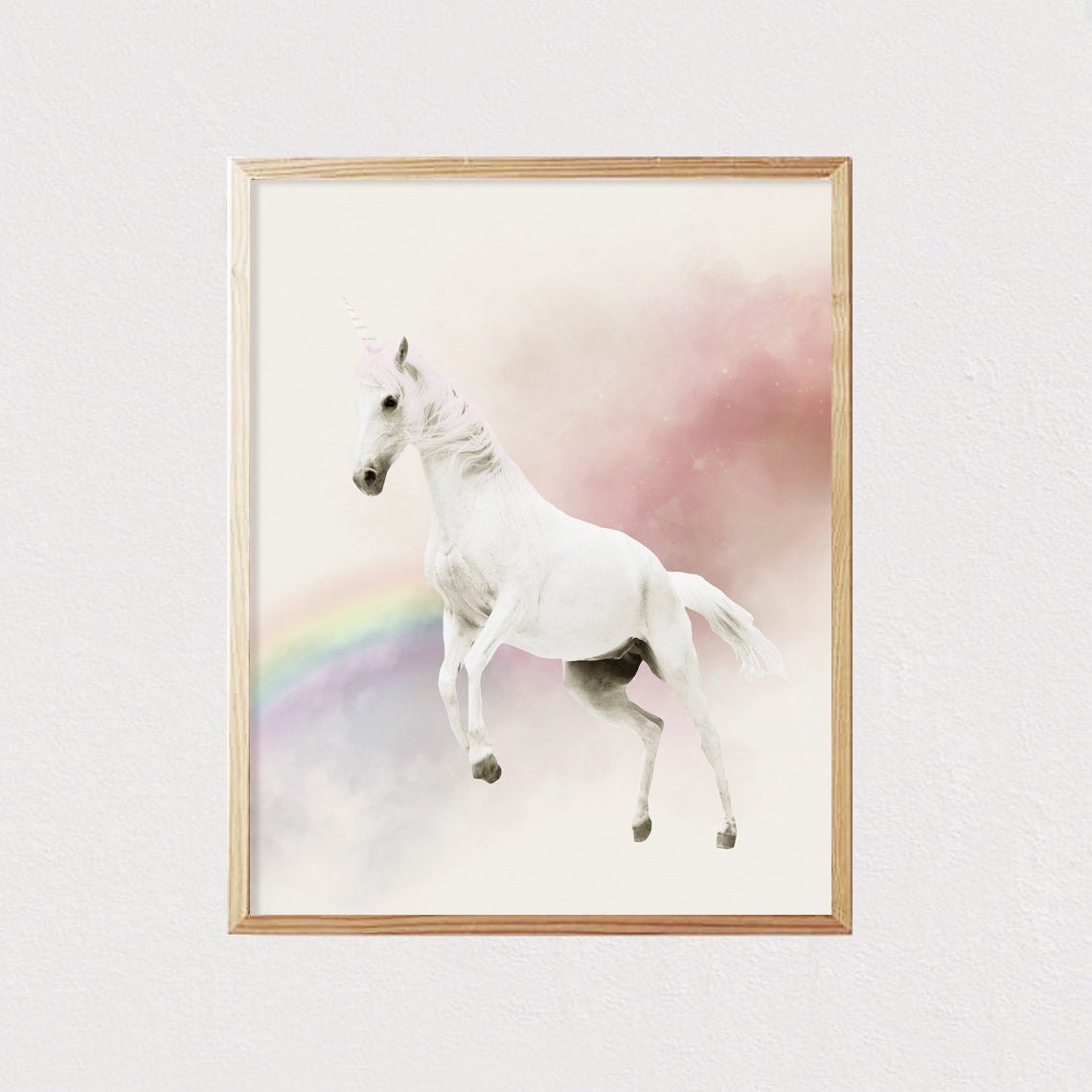 Cute Unicorn And Rainbow Animal Neutral Art Animal Adventures Print White Unicorn Cute Animal Nursery Art 16x20 - Image 2