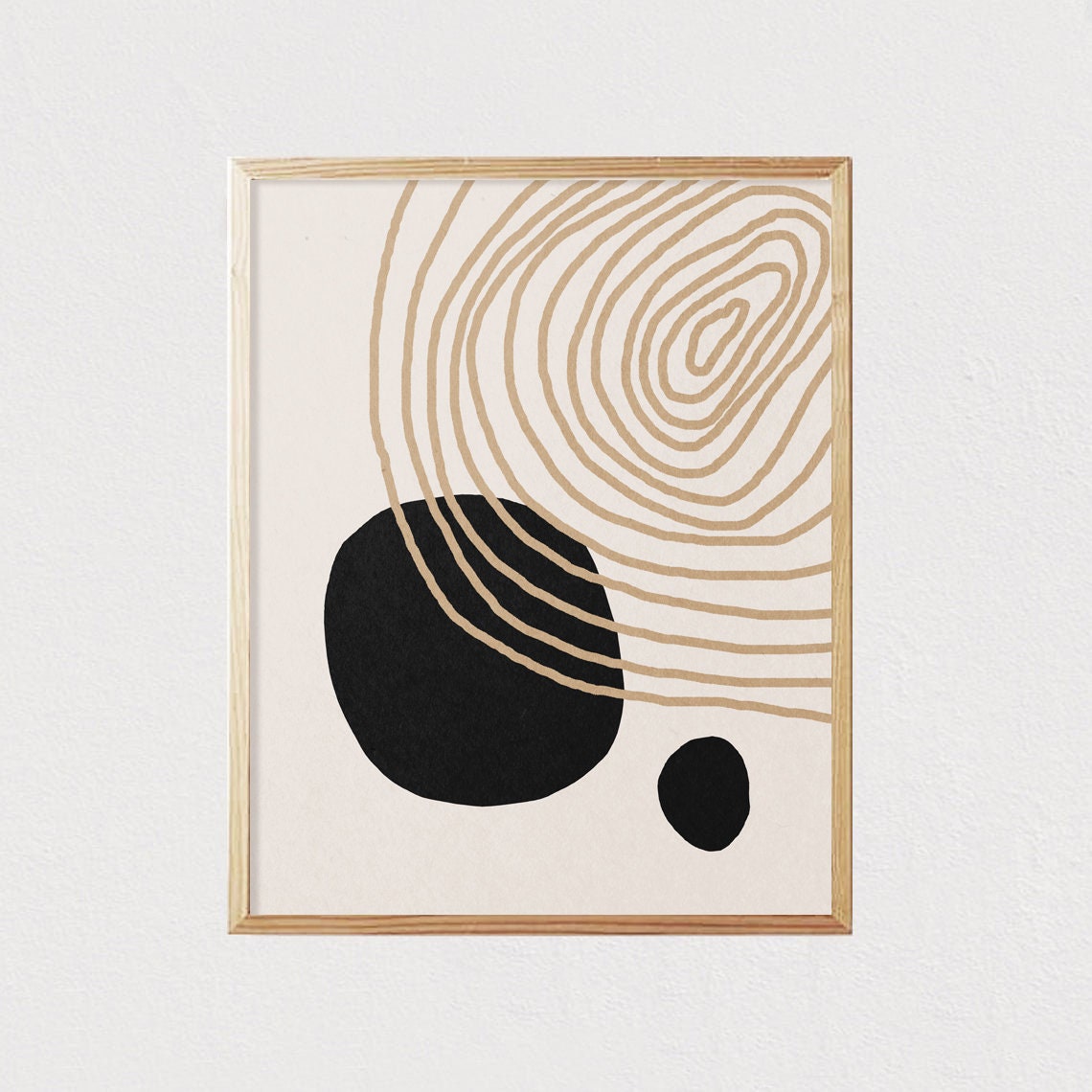 Abstract Neutral Arches Black Shapes Mid Century Modern Art Poster