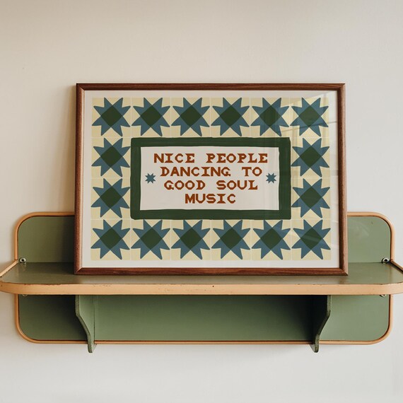 Nice People Dancing To Good Soul Music Patchwork Quilt Star Poster