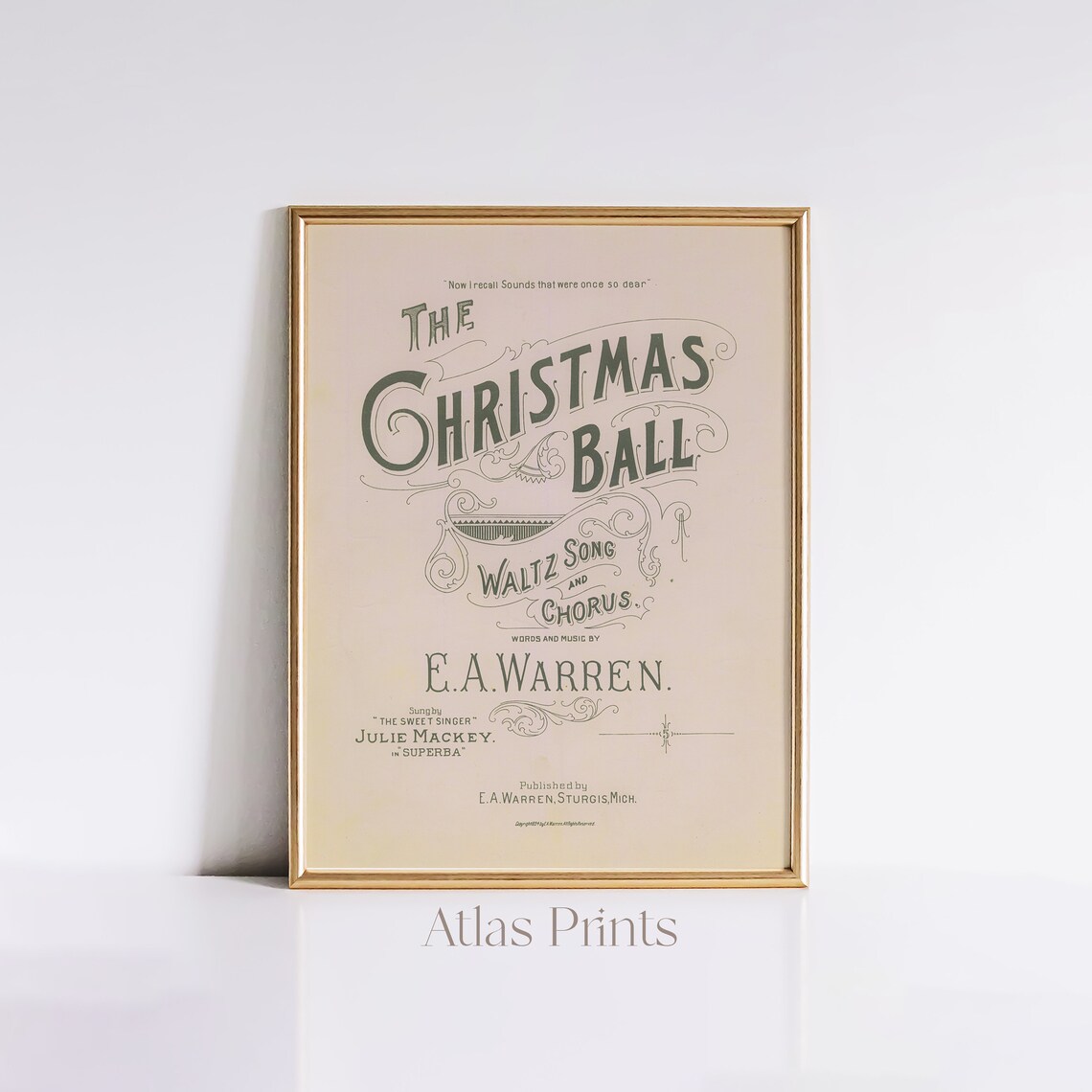 The Christmas Ball Vintage Sheet Music Cover Waltz Song Poster