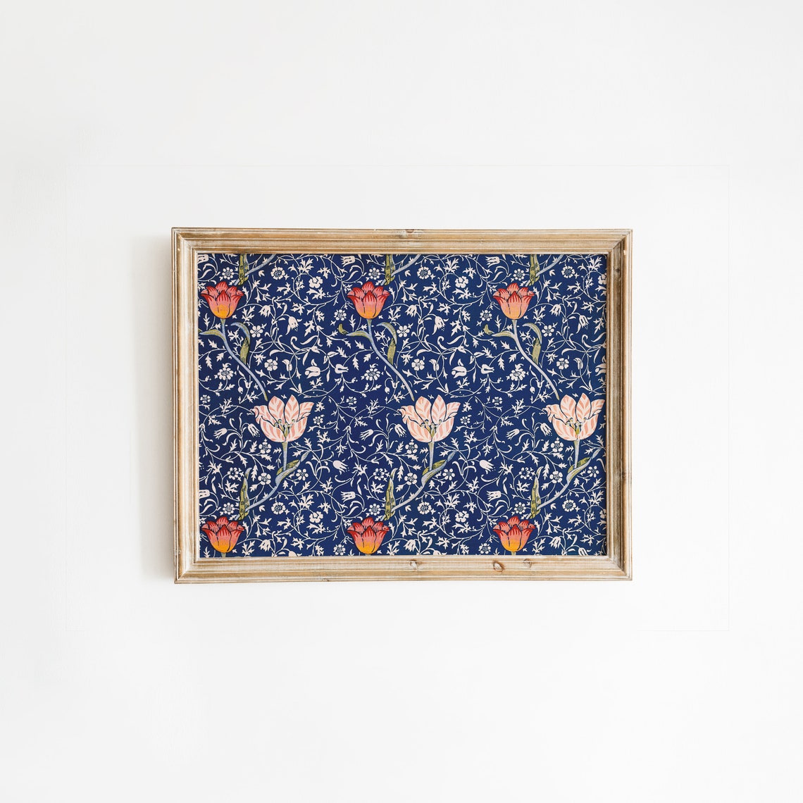 Indigo Blue Tapestry Tulip Floral Arts Crafts Pattern Poster - Image 4