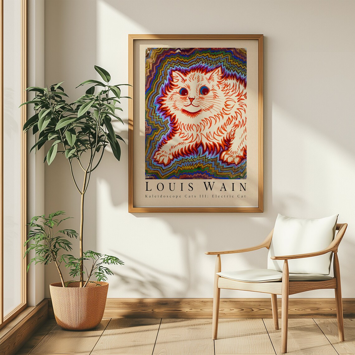 Louis Wain Kaleidoscope Cats III Electric Cat Psychedelic Painting Poster - Image 4