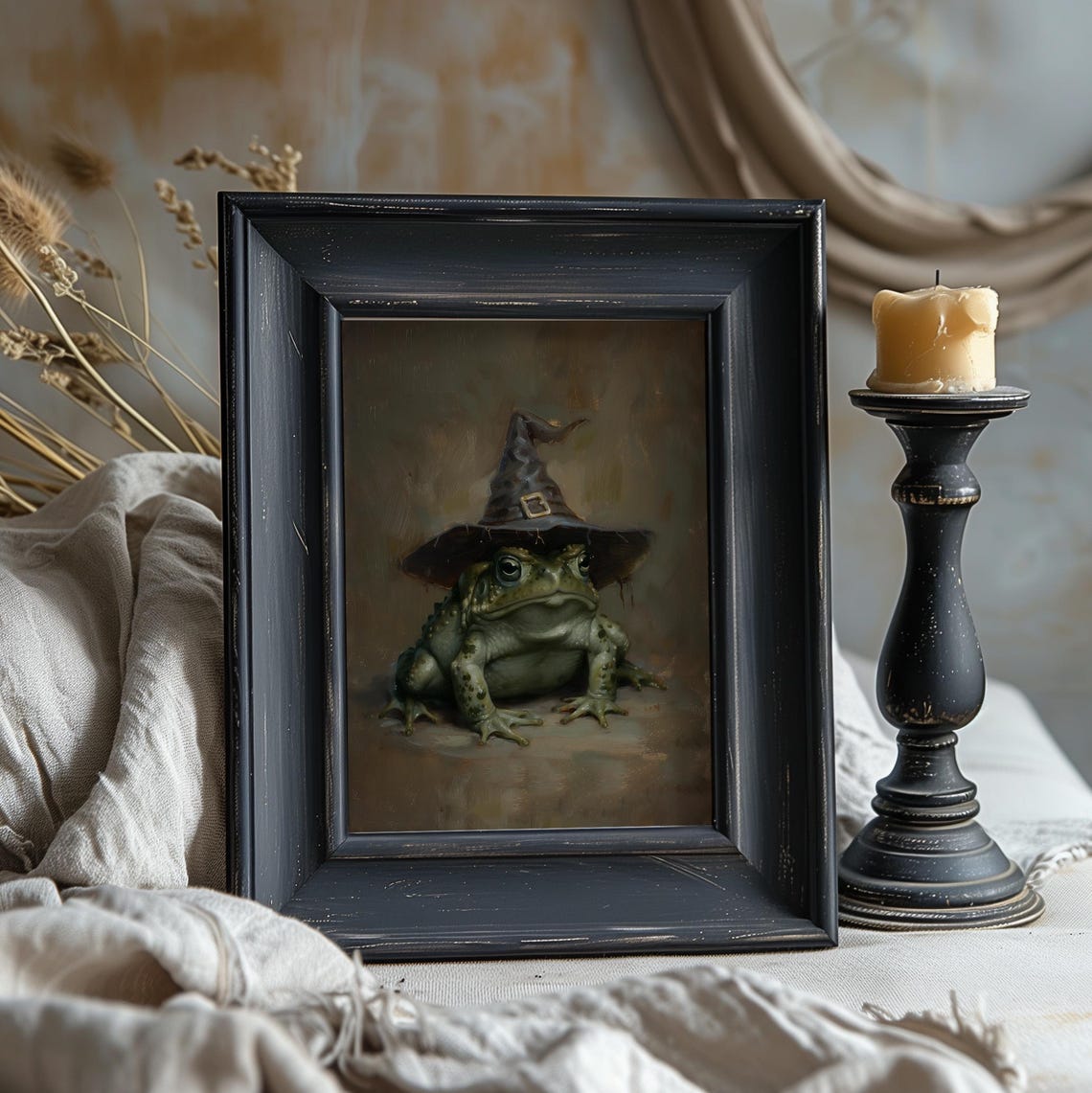 Toad in Witch Hat Vintage Oil Painting Dark Academia Halloween Poster - Image 4