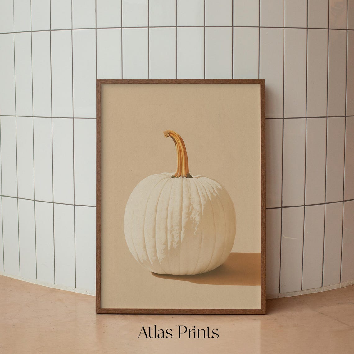 White Pumpkin Minimalist Autumn Photography Neutral Fall Poster - Image 2