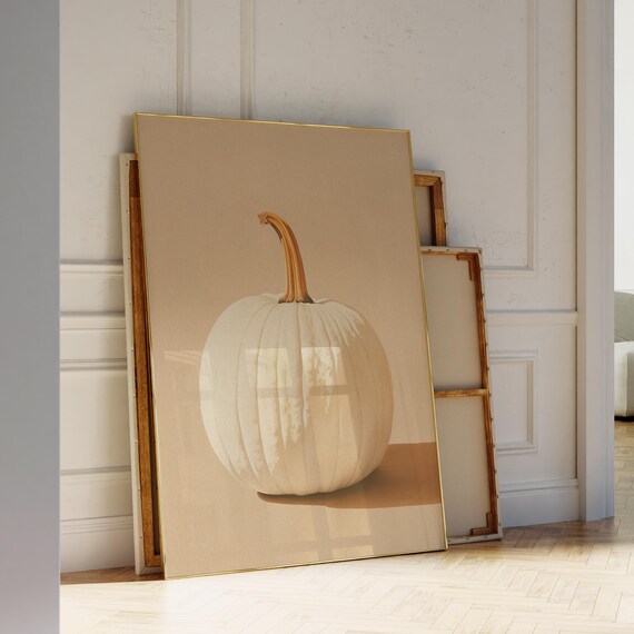 White Pumpkin Minimalist Autumn Photography Neutral Fall Poster