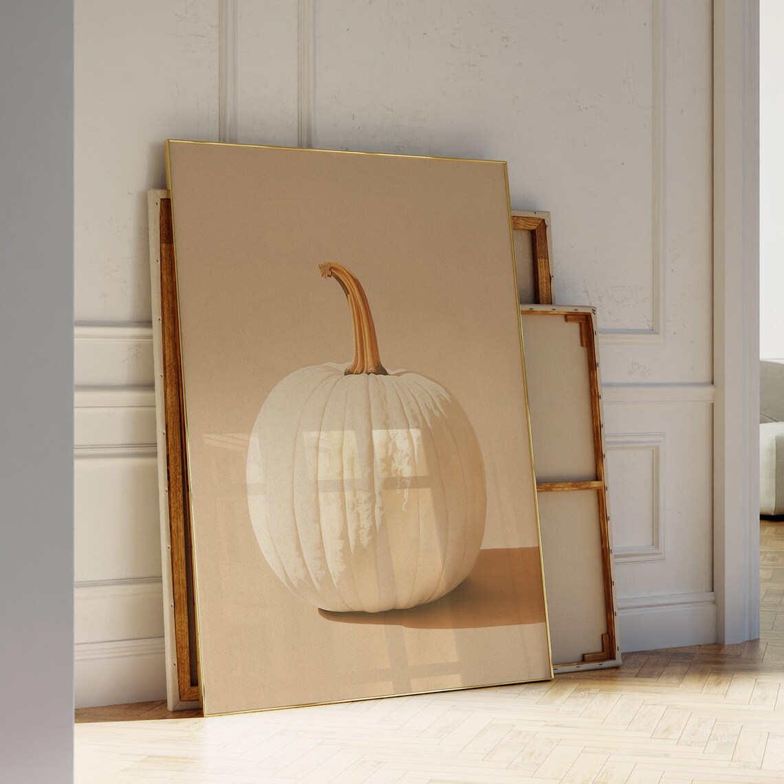 White Pumpkin Minimalist Autumn Photography Neutral Fall Poster