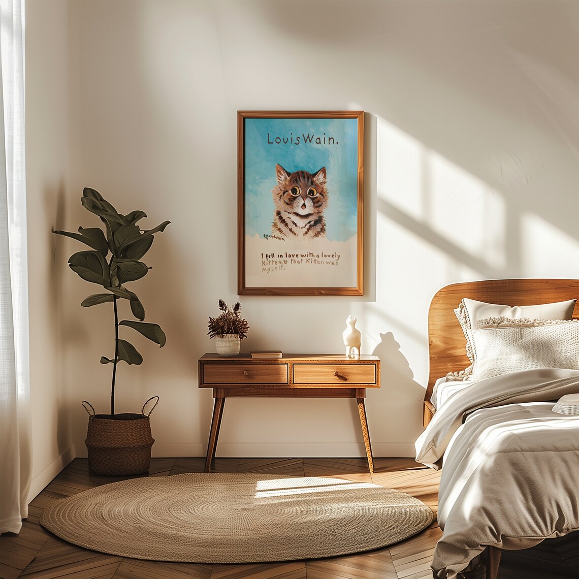 Louis Wain Kitten Cat Painting Whimsical Animal Portrait Poster - Image 2