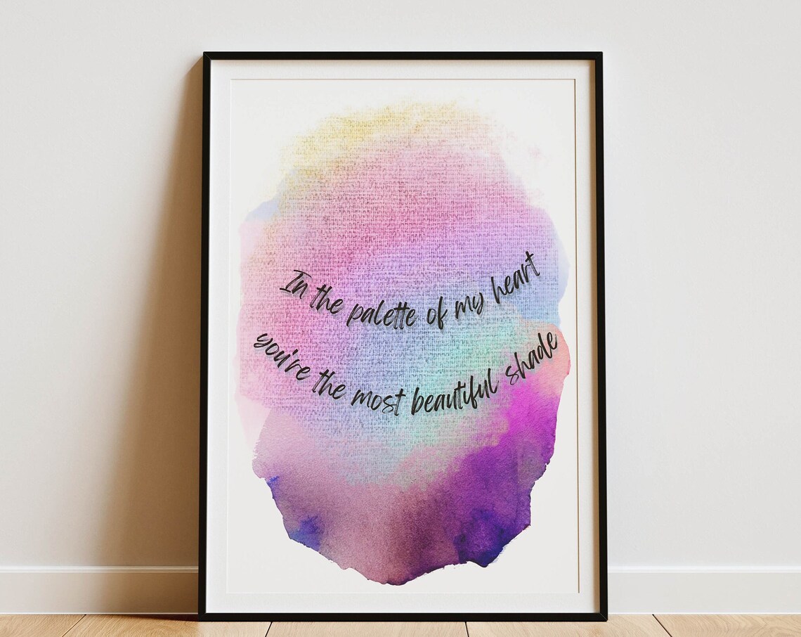 In the Palette of My Heart Quote Watercolor Romantic Love Poster - Image 3