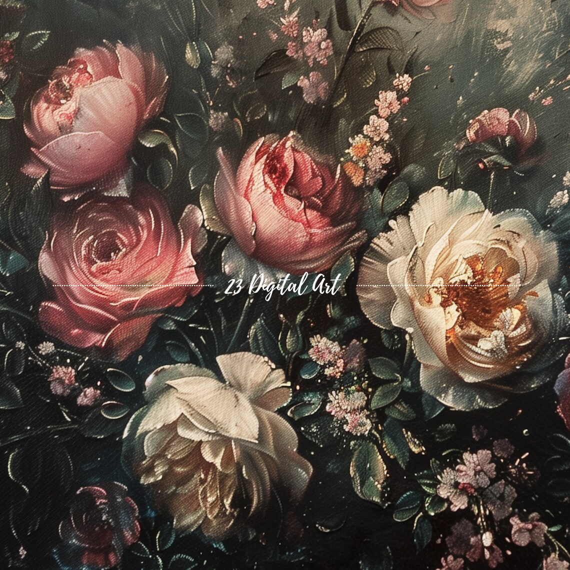 Blush Pink Roses Dark Moody Vintage Floral Still Life Frame TV Poster - Image 7