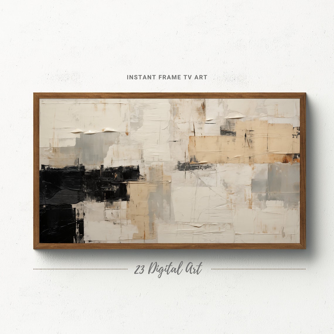 Moody Textile Patch Abstract White Grey Black Collage Poster