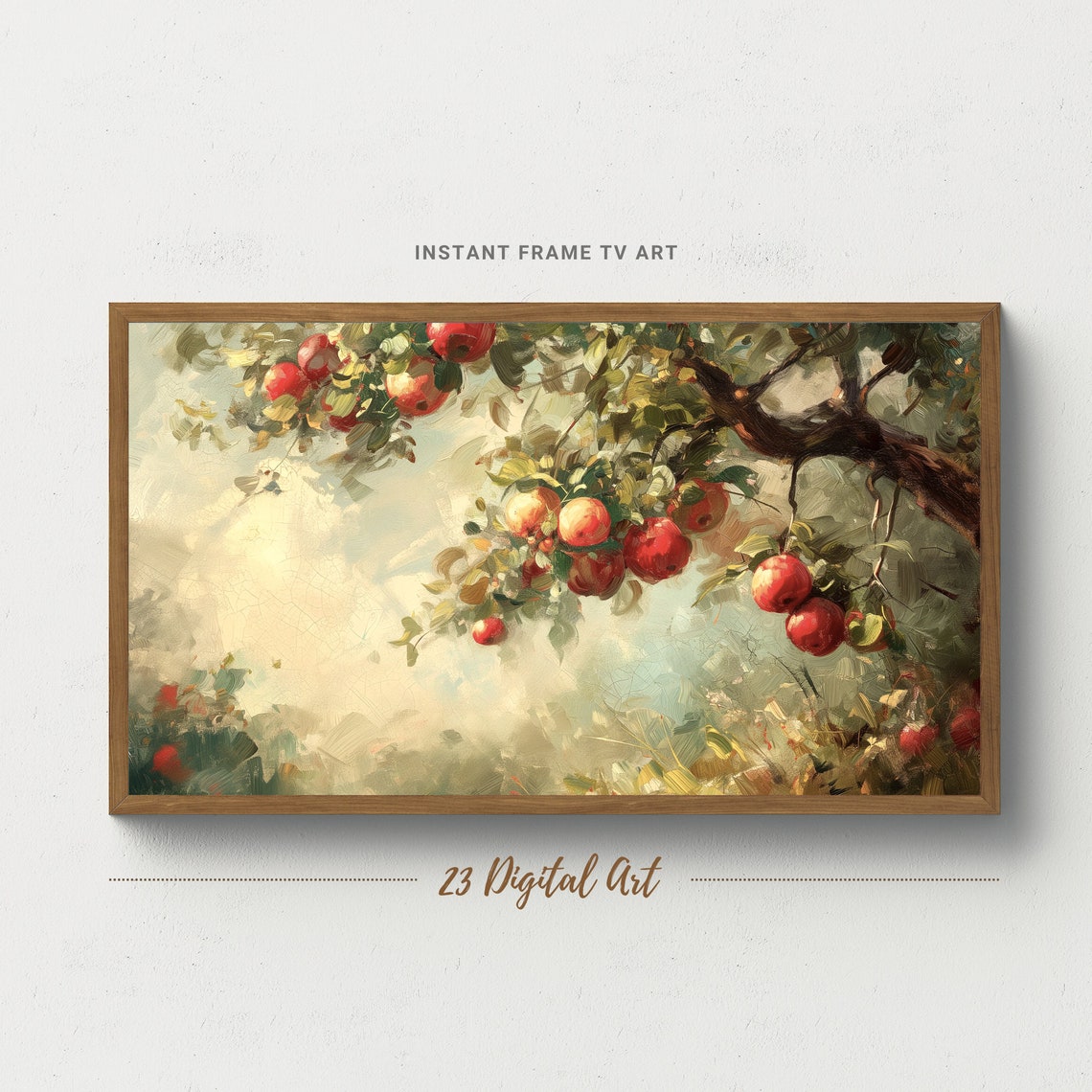 Apple Tree Branch Red Apples Impressionist Painting Art Print