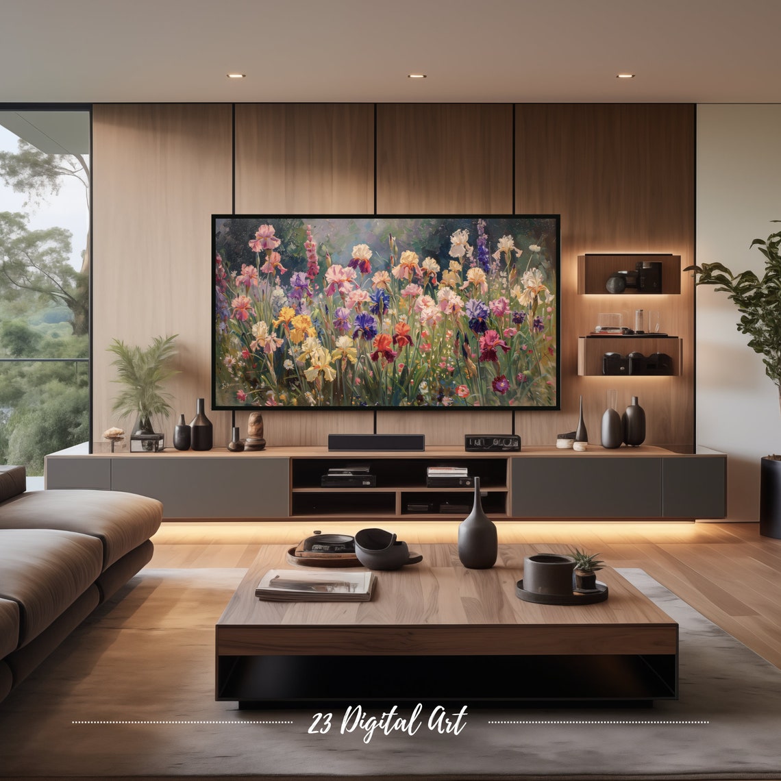 Colorful Iris Flower Garden Pastel Blooms Impressionist Art Poster - Image 3