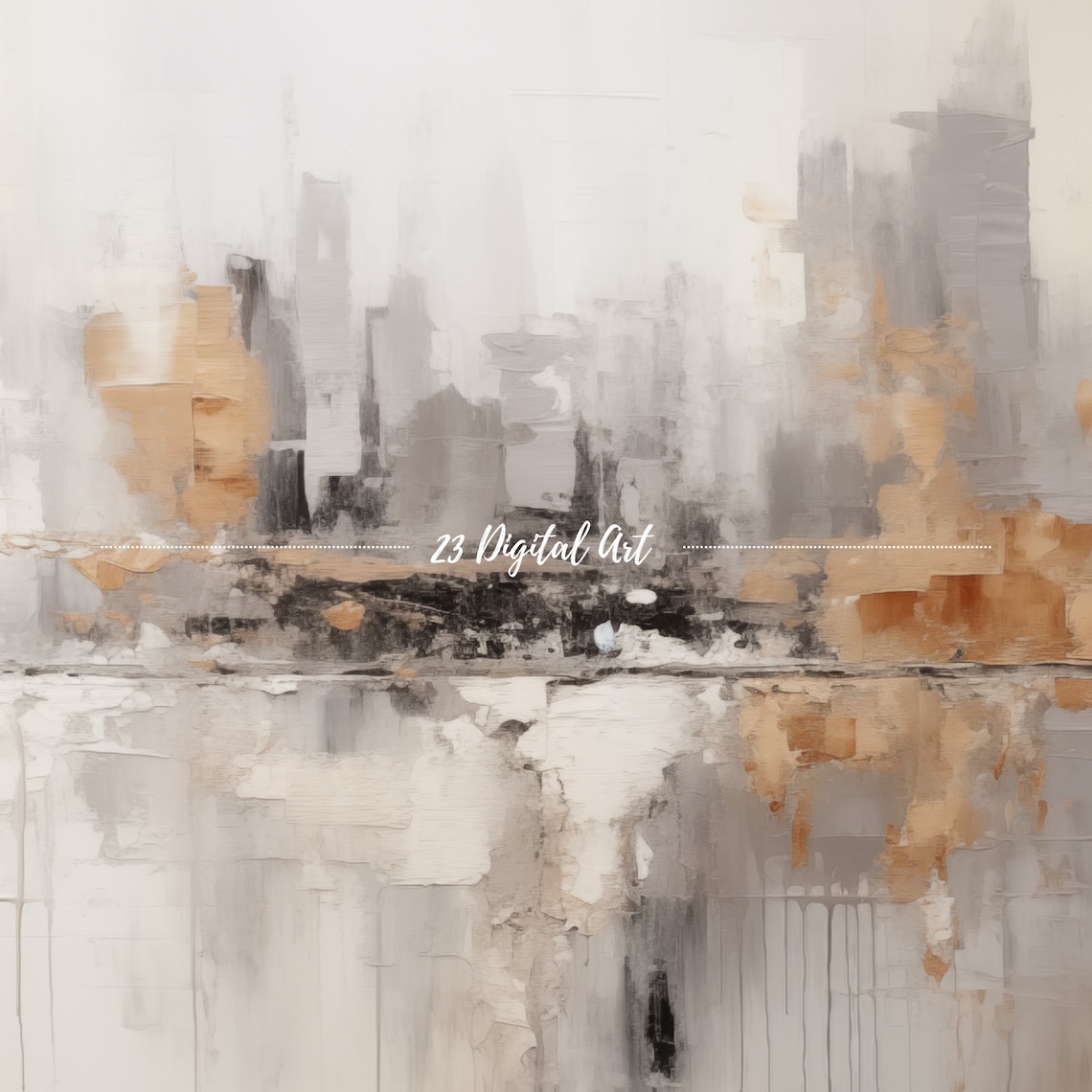 Abstract White Grey Misty Forest Reflection Painting Art Poster - Image 3