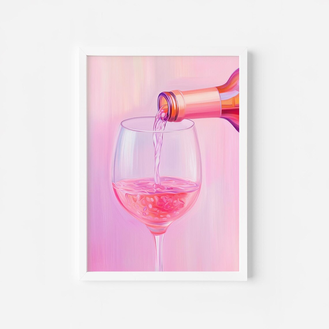 Pink Rose Wine Pouring Into Glass Kitchen Bar Cart Decor Poster