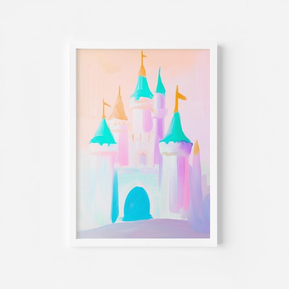Colorful Magic Castle Whimsical Playroom Print Princess Theme Wall Art Whimsical Fantasy Colorful Kingdom Wall Art