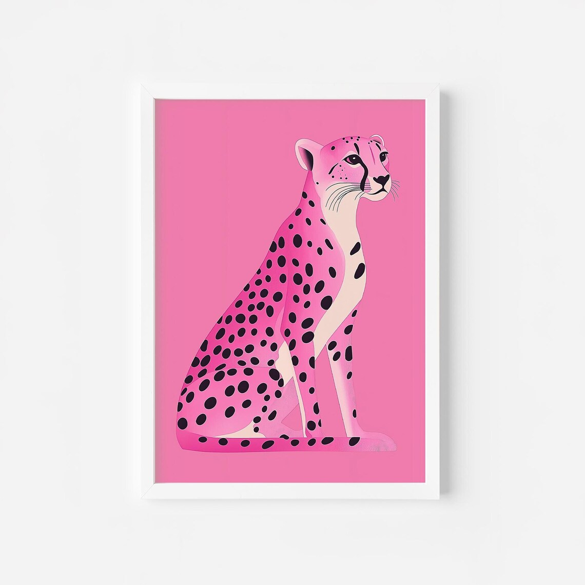 Pink Cheetah Sitting Pretty Preppy Dorm Room Trendy Animal Wall Art