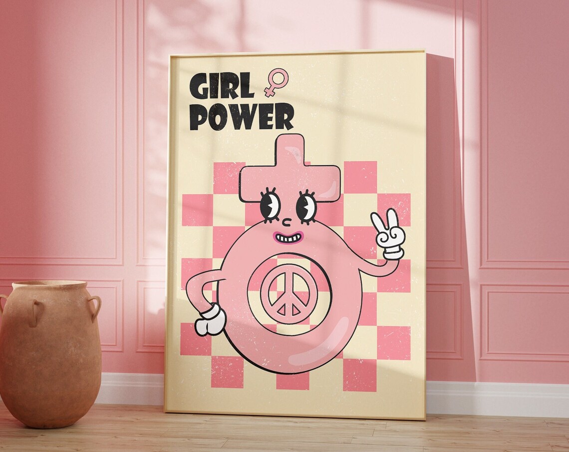 Girl Power Retro Feminist Pop Art Mascot Statement Wall Poster