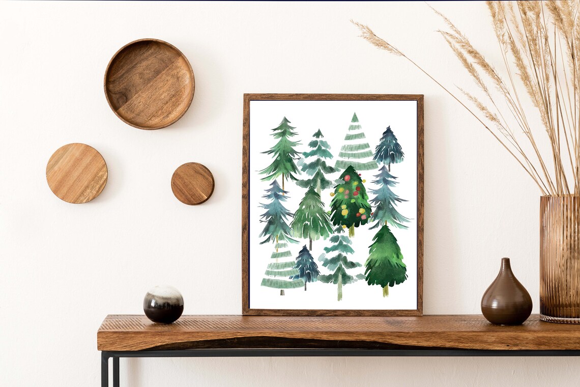 Christmas Trees With Bonus Card Art Print - Image 2