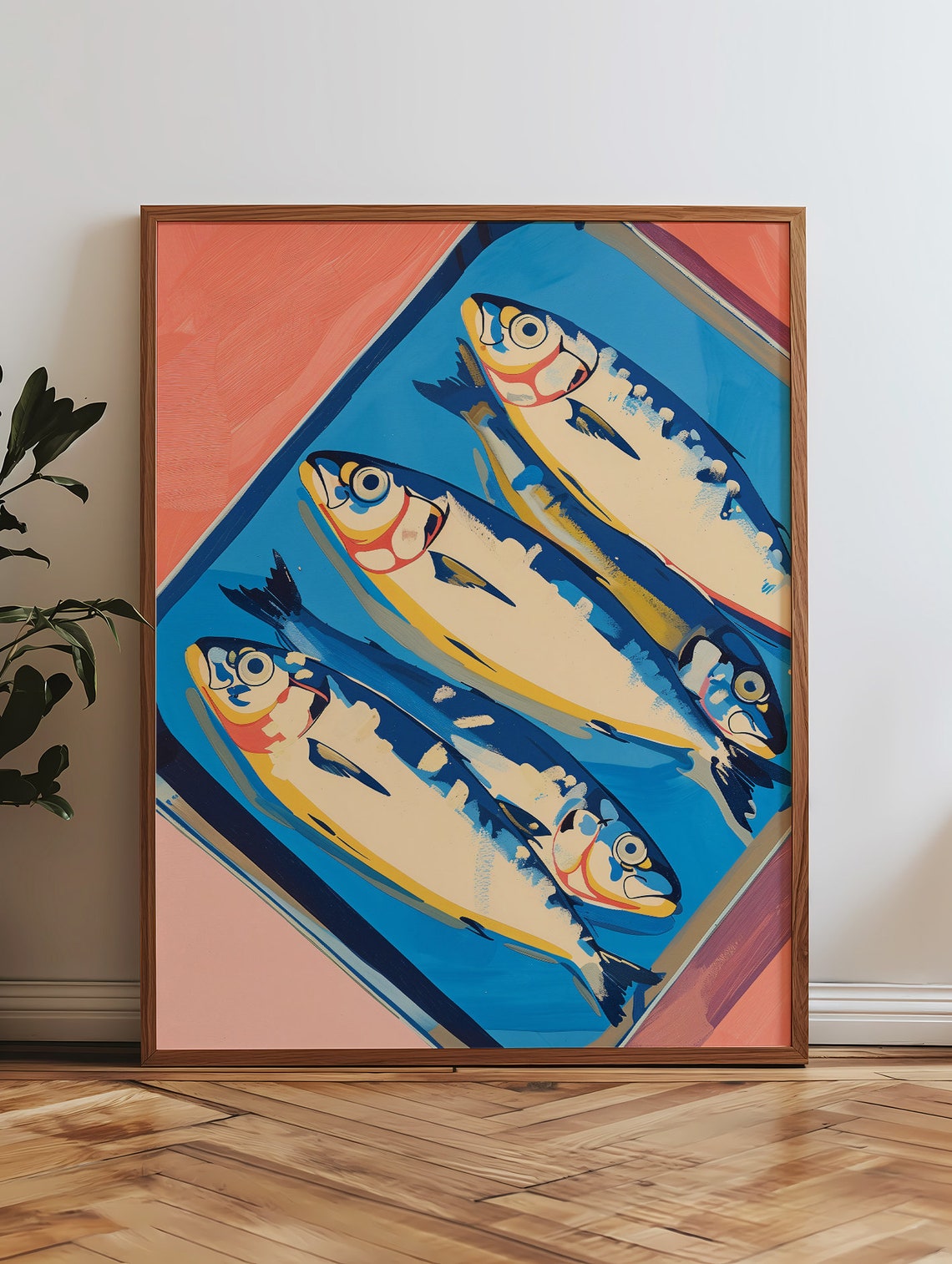 Retro Sardine Tin Soft Pink Vintage Kitchen Fish Food Art Poster - Image 4