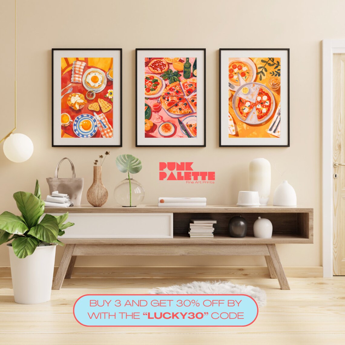 Pizza Party Food Poster, Kitchen Wall Art Print - Image 3