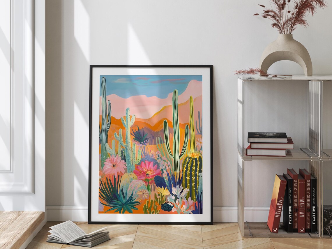 Western Desert Cactus Retro Poster, Texas Sunset - Image 3