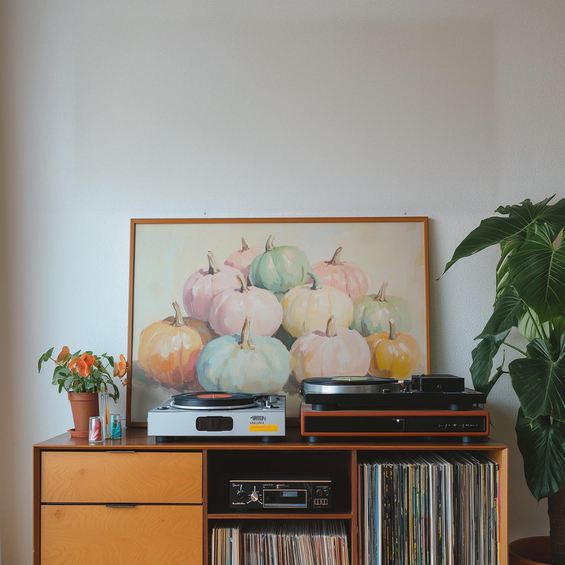 Pastel Pumpkins Still Life Autumn Harvest Cozy Kitchen Poster - Image 2