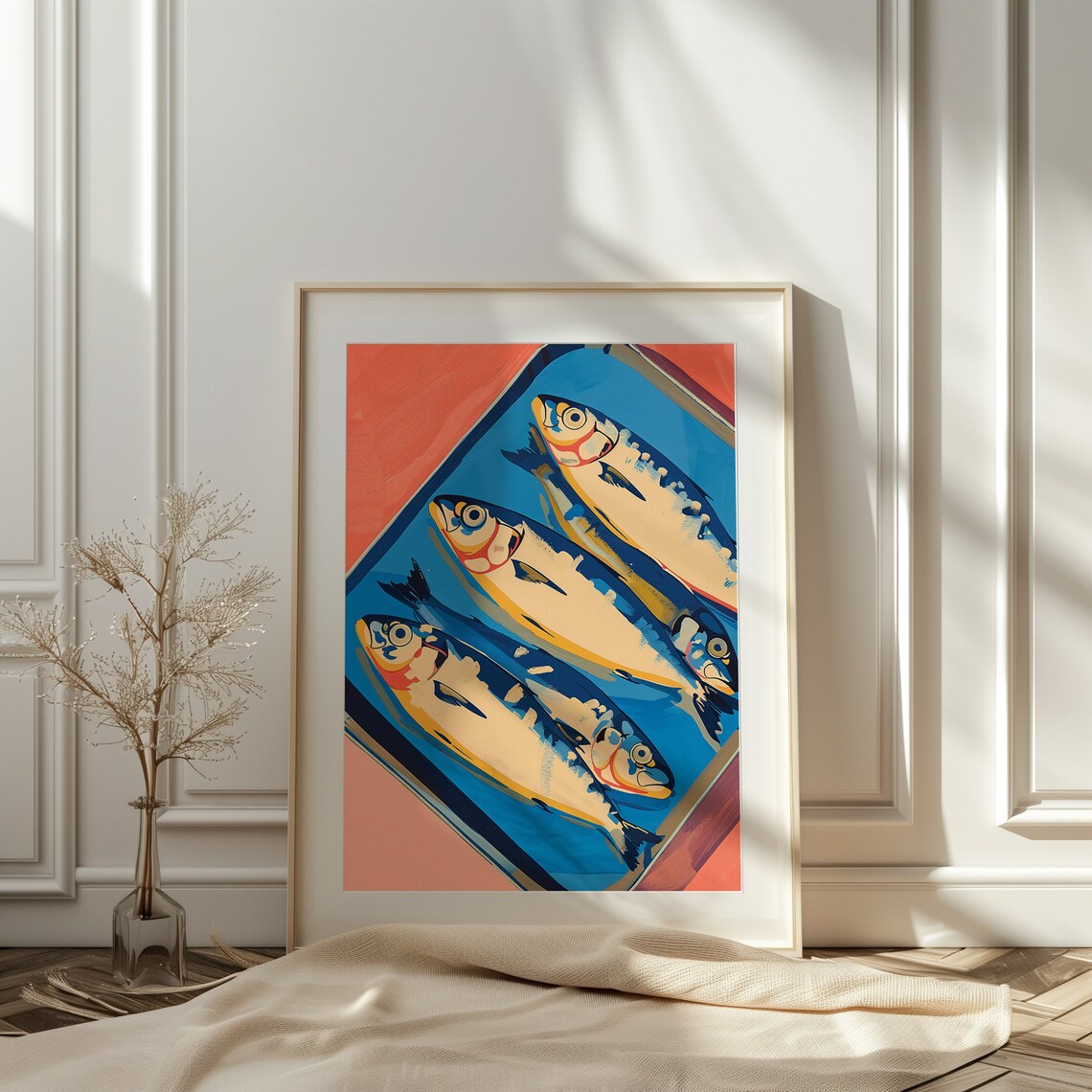 Retro Sardine Tin Soft Pink Vintage Kitchen Fish Food Art Poster - Image 2
