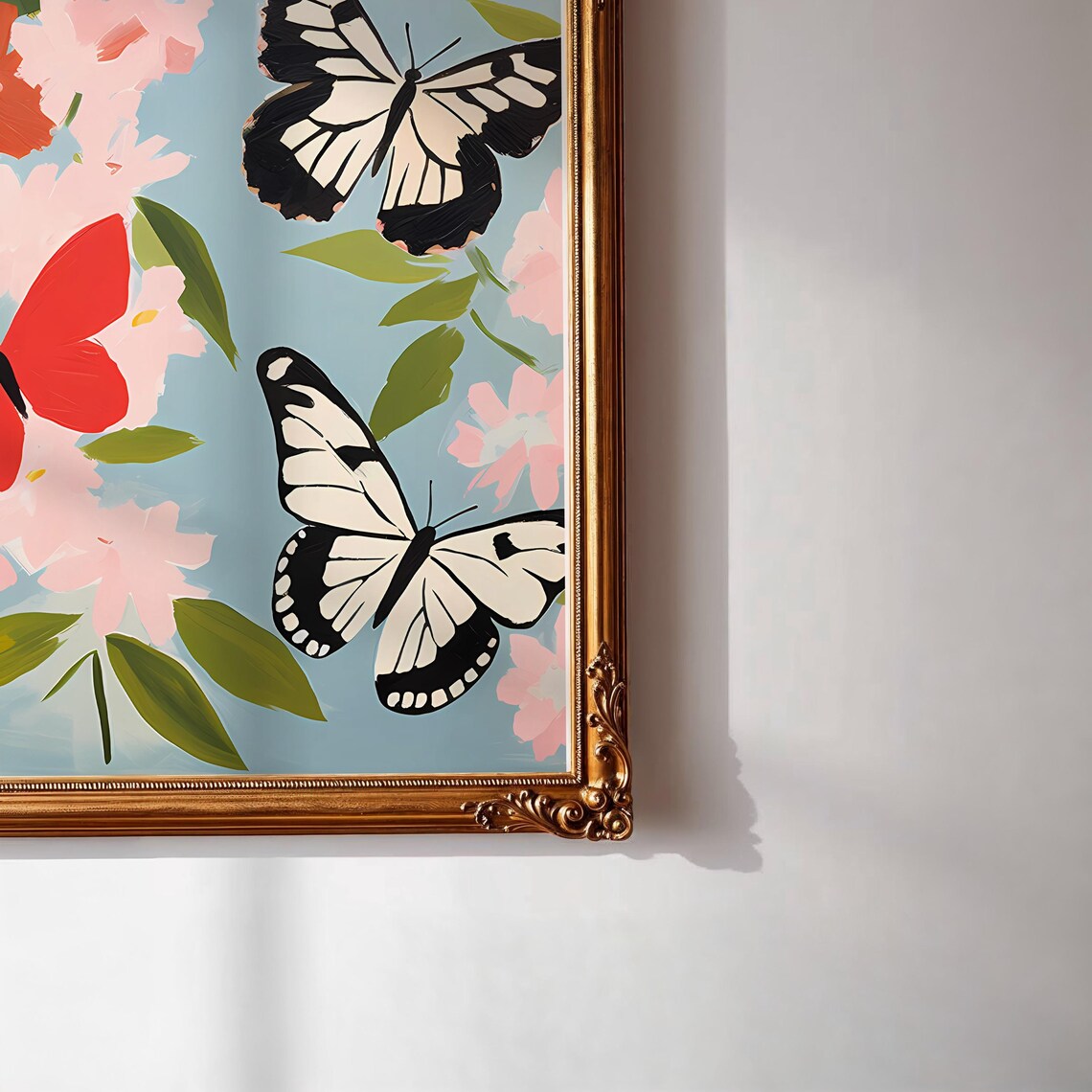 Soft Blue Butterflies Retro Nursery Poster Print - Image 2