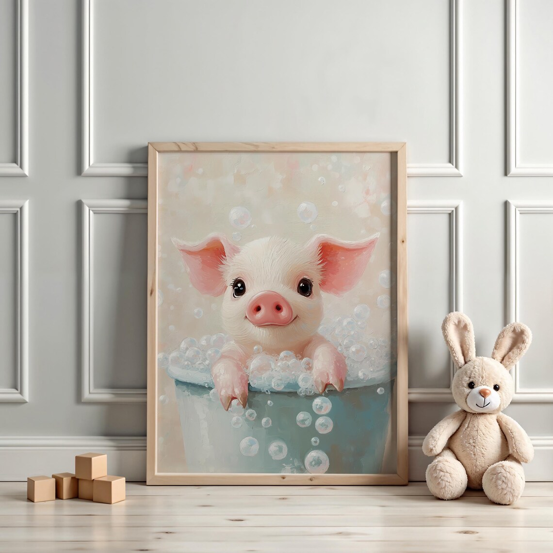 Pink Pig Bubble Bath, Vintage Bathtub Art Print - Image 2