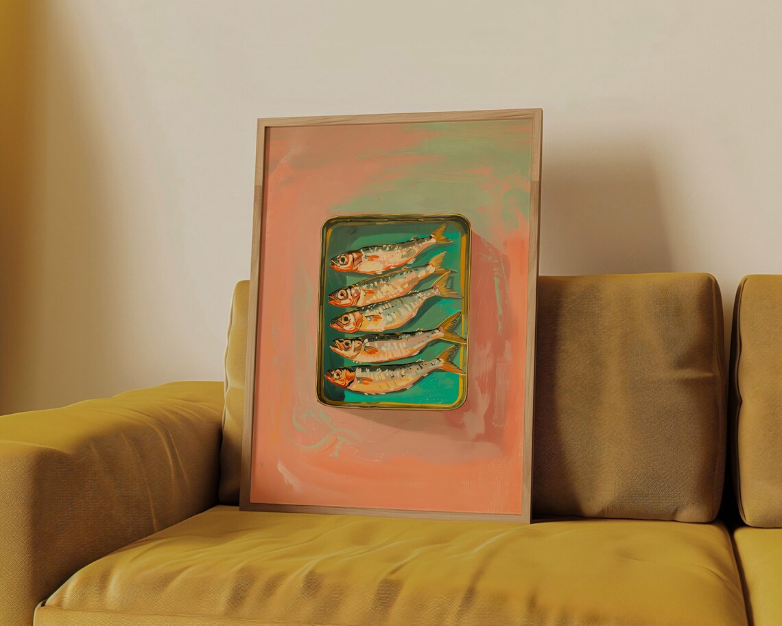 Retro Sardine Tin Vintage Pastel Kitchen Fisherman Food Art Poster - Image 3