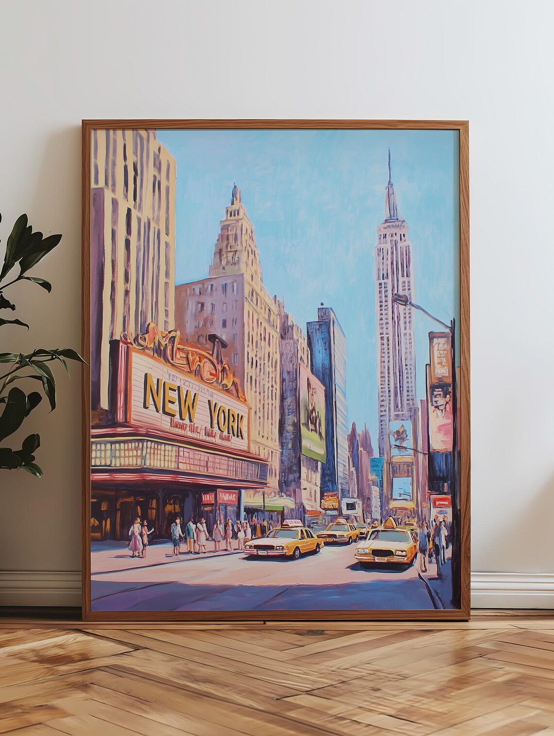 New York City Street With Yellow Taxis And Skyscrapers Art Poster - Image 2