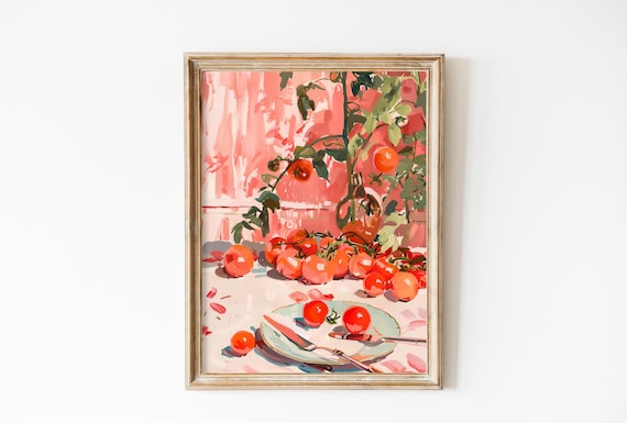 Retro Tomato Art Print, Trendy Kitchen Decor