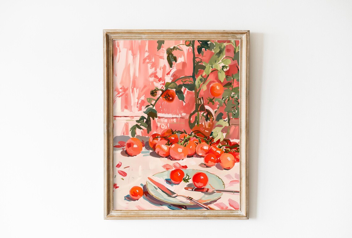 Retro Tomato Art Print, Trendy Kitchen Decor