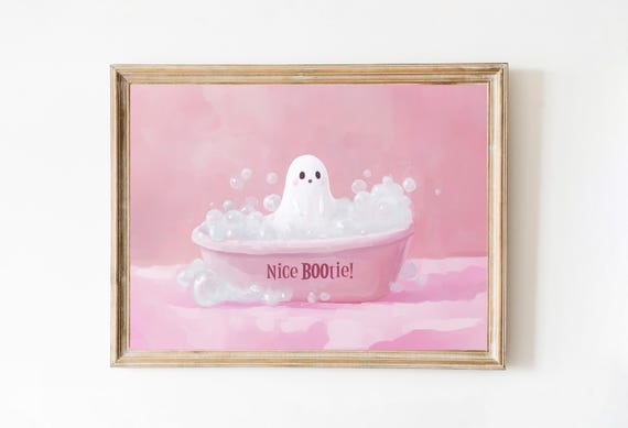 Nice Butt Ghost In Bath Halloween Bathroom Art Print