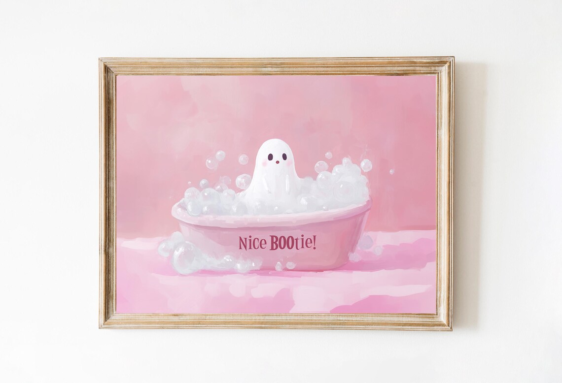 Nice Butt Ghost In Bath Halloween Bathroom Art Print