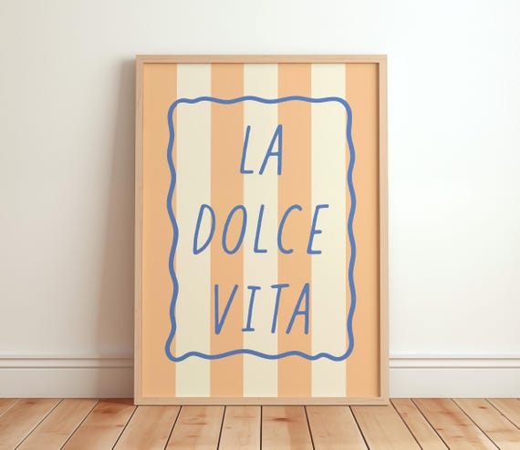 La Dolce Vita Retro Italian Quote Print Trendy Pastel Y2k Poster Preppy Kitchen Wall Art Cute Dorm Apartment Decor