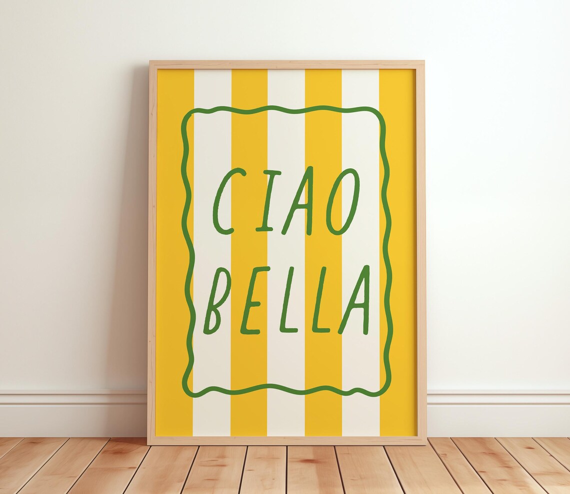 Retro Italian Ciao Bella Poster, Y2K Style