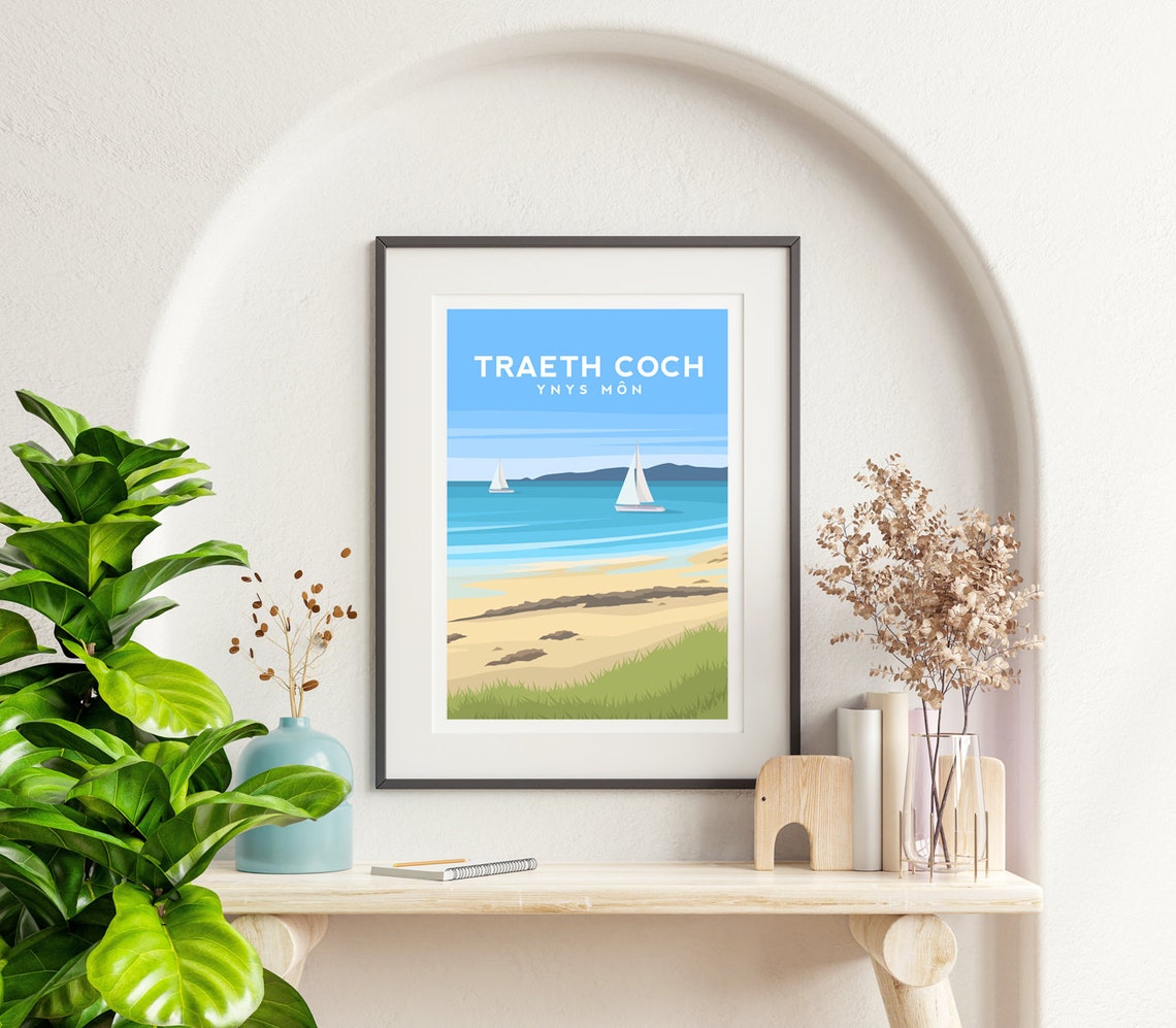 Traeth Coch Red Wharf Bay Anglesey Sailing Seascape Beach Poster - Image 2