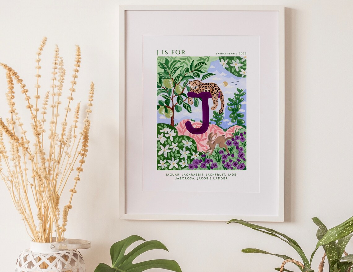 Monogram J Art Print, Alphabet Nursery Decor - Image 3