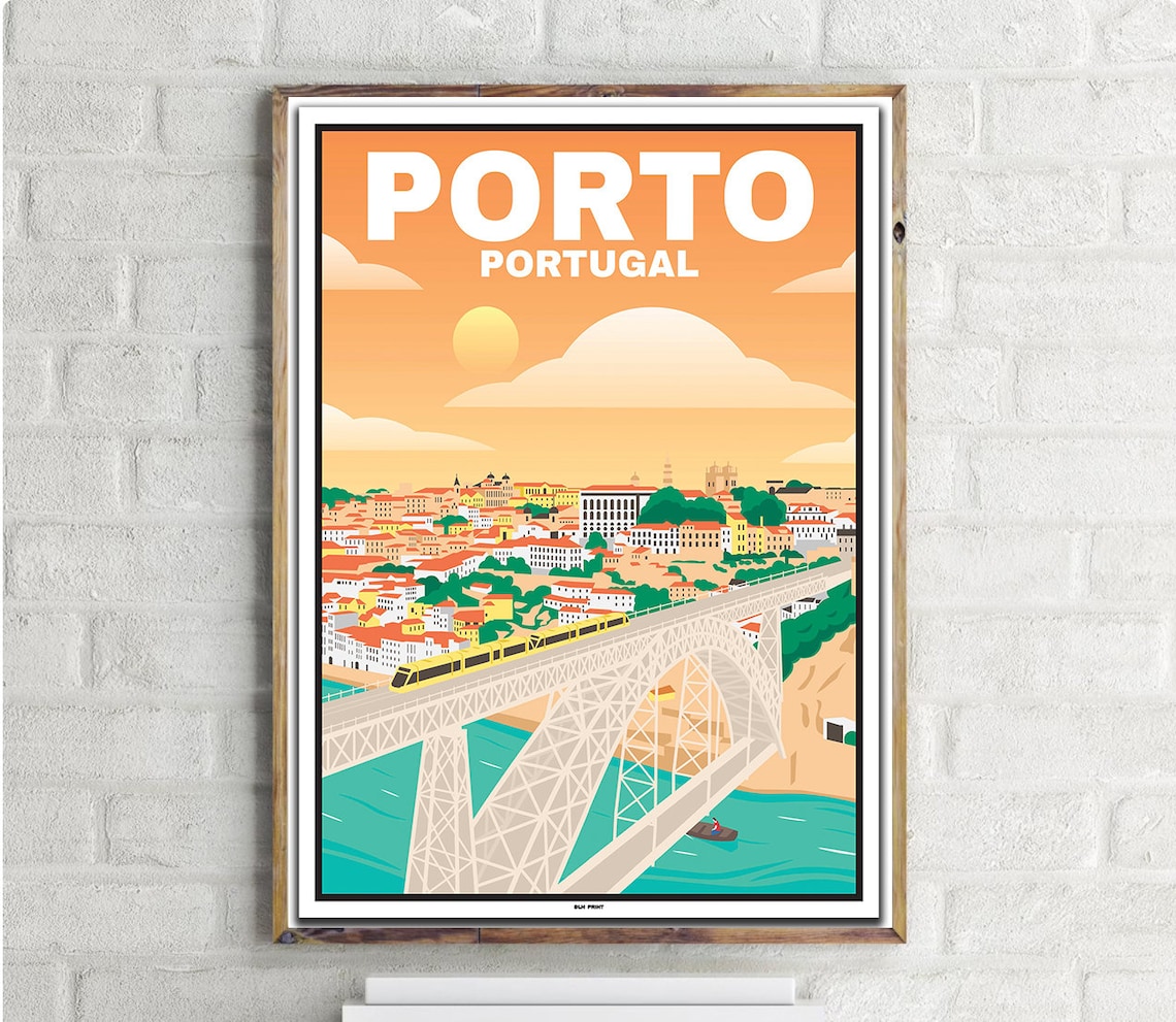 Ponte Dom Luís I Porto Vintage Travel Poster