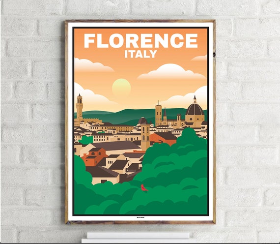 Old Town Florence Vintage Travel Poster