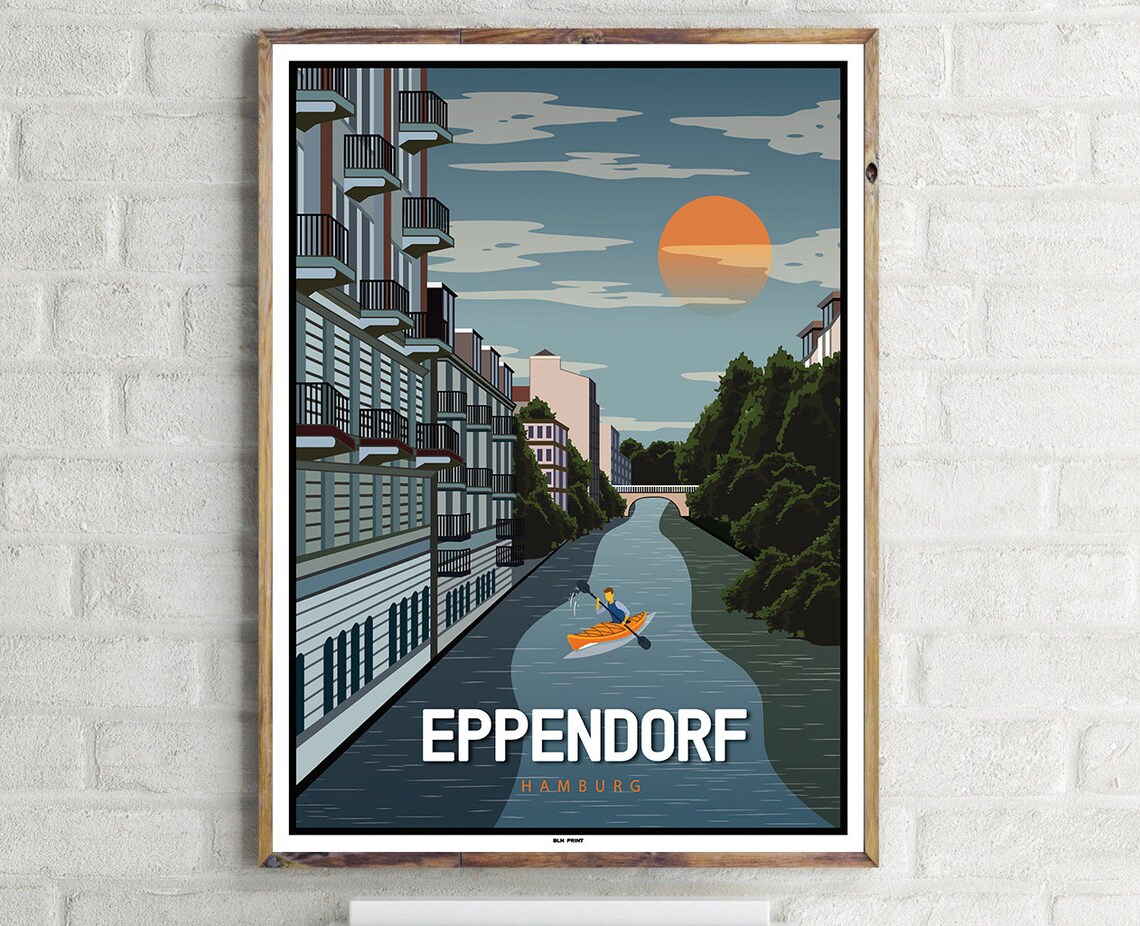 Hamburg Eppendorf Vintage Travel Poster, Europe