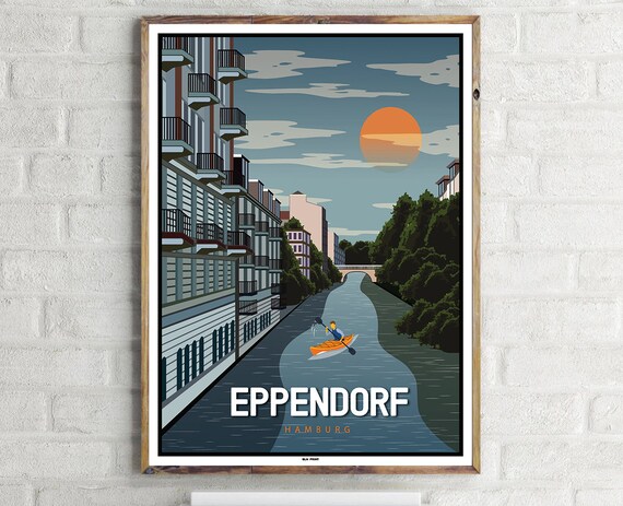Hamburg Eppendorf Vintage Travel Poster, Europe