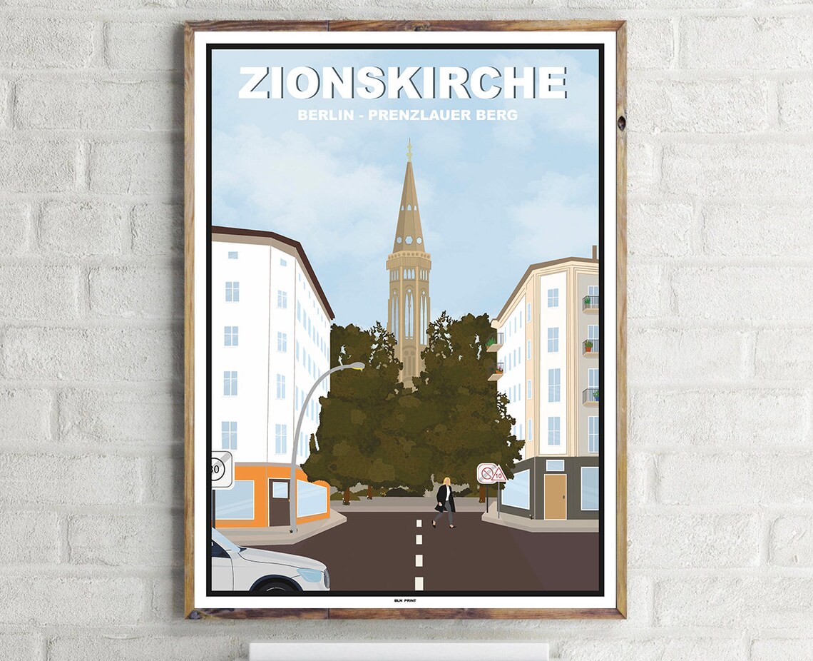 Prenzlauer Berg Zionskirche Vintage Travel Poster